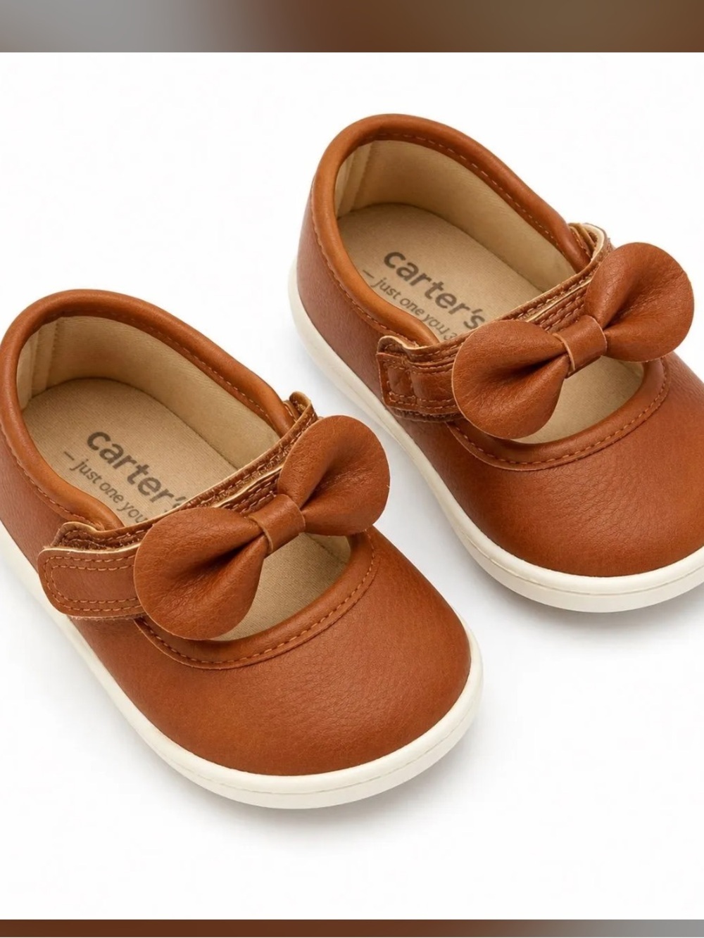 Carter's Tan Bow Dress Shoes Girls Size 4 NWT